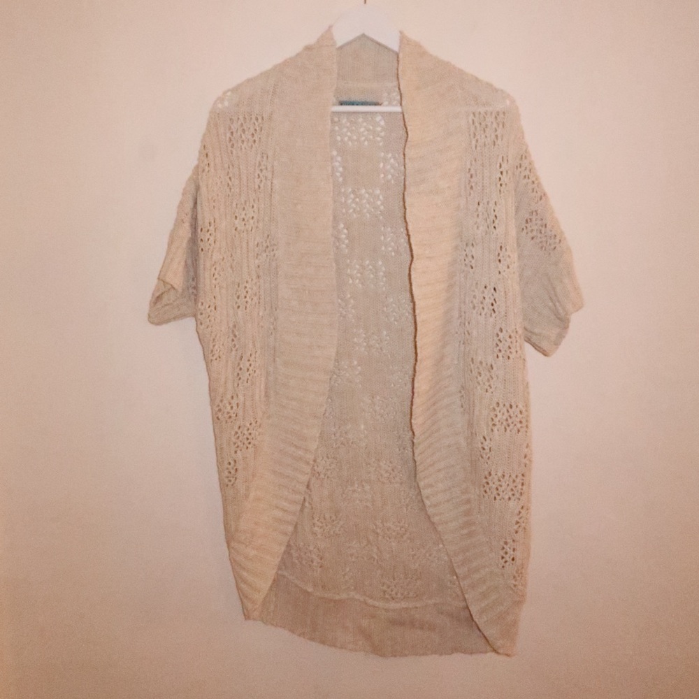 Alice + Olivia Cream Open-Front Cardigan